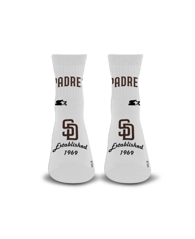 Men's and Women's White San Diego Padres Established Stencil Quarter Socks
