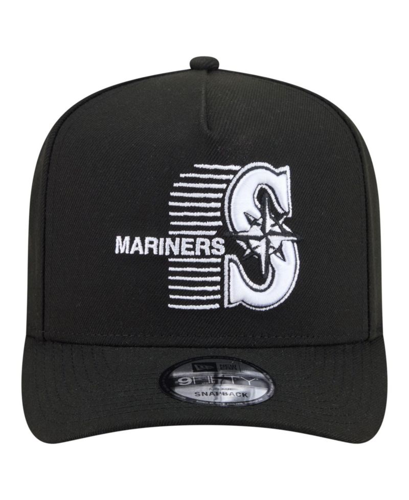 Men's Black Seattle Mariners Motion A-Frame 9FIFTY Snapback Hat