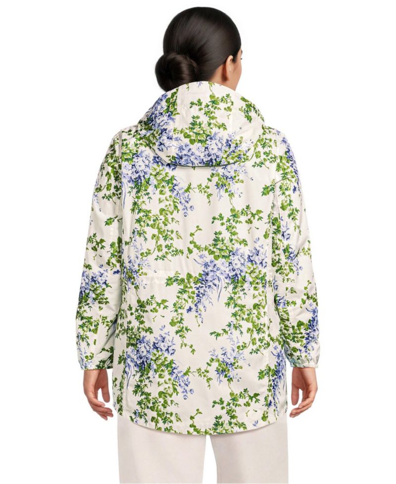 Plus Size Print Waterproof Hooded Packable Raincoat