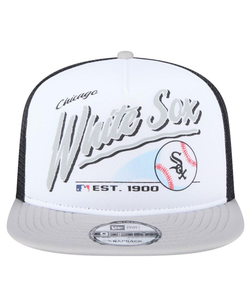 Men's White/Gray Chicago White Sox Retro Script Trucker 9FIFTY Snapback Hat