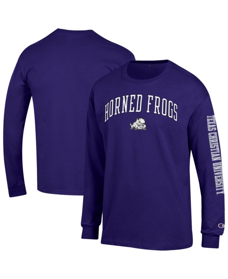Men's Purple TCU Horned Frogs Arch Over Logo 2-Hit Long Sleeve T-Shirt