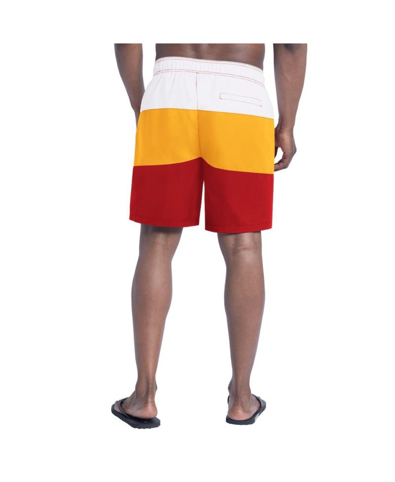 Men's Red/Gold Kansas City Chiefs Sunrise Volley Swim Shorts