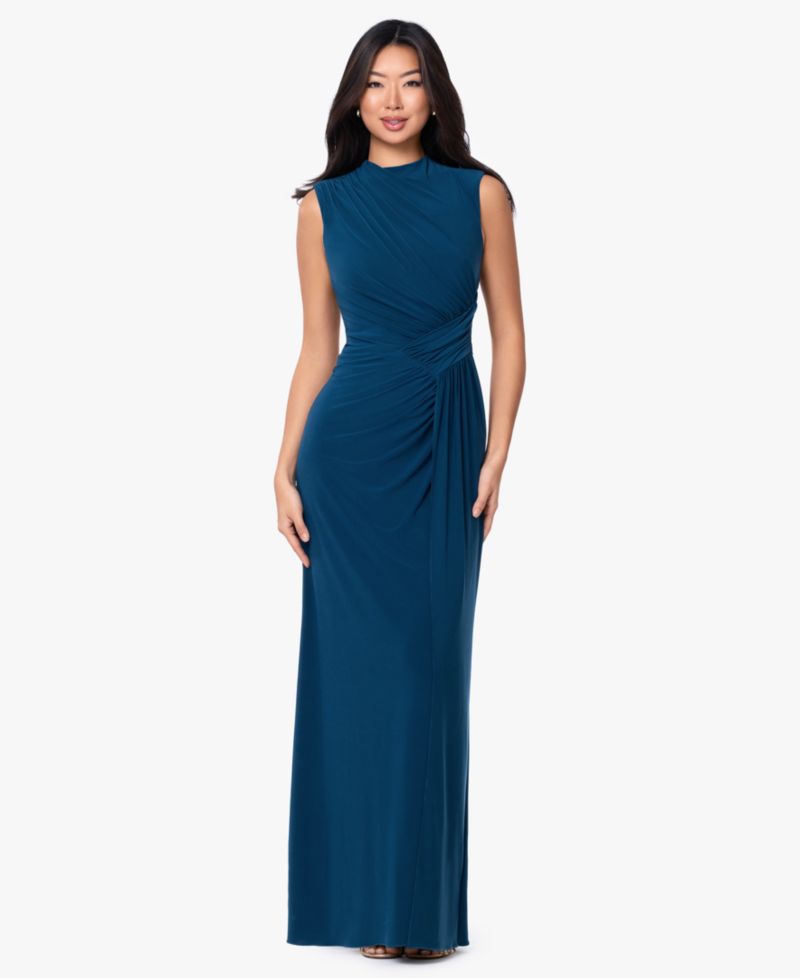 Women's Mock Neck Ruched Dress