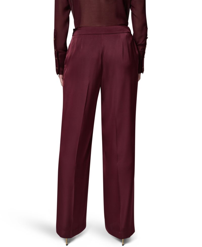 Women's Wide-Leg Satin Side-Zip Pants