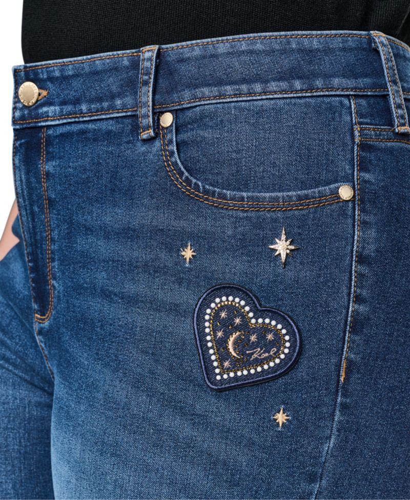 Plus Size Embroidered Motif Mid-Rise Bootcut Jeans