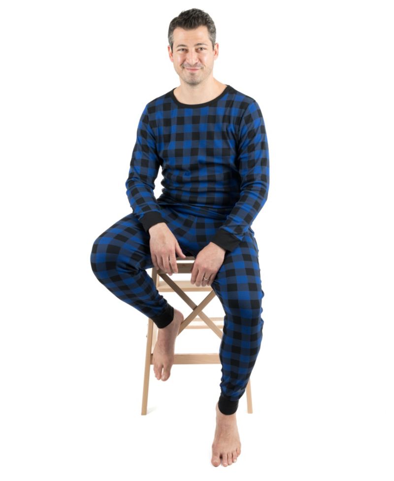 Men’s Two Piece Cotton Plaid Holiday Pajamas