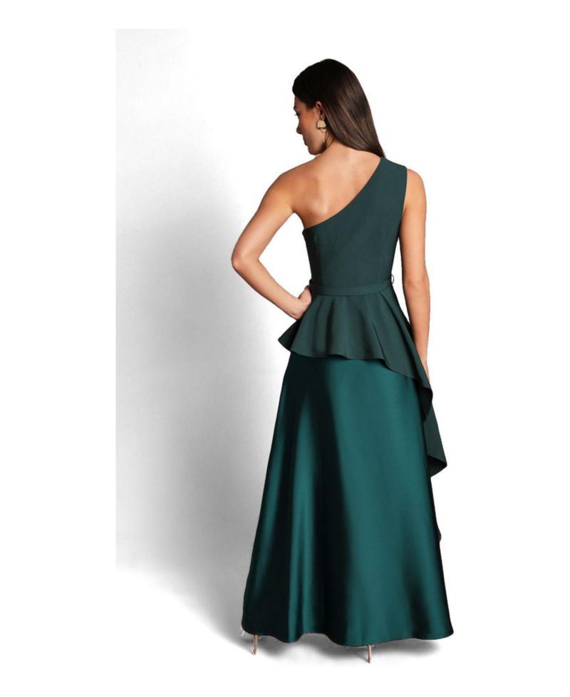 Women's One-Shoulder Satin Maxi Dress