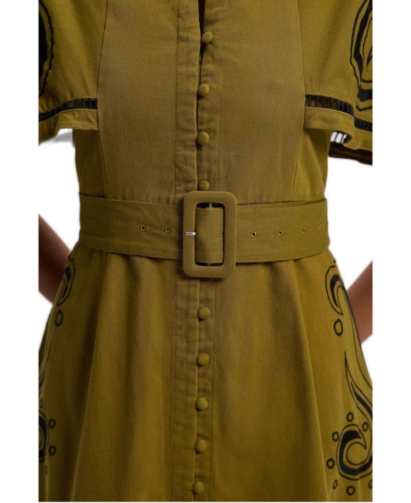 Women's Baroque Cape Sleeve Midi Dress
