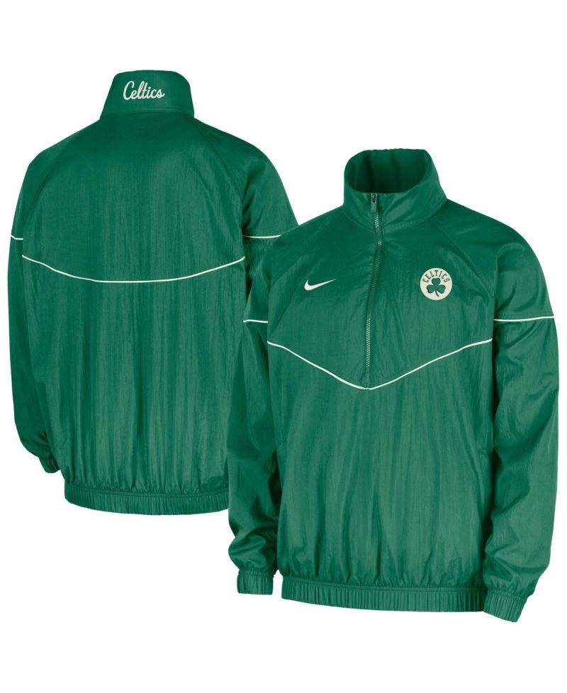 Men's Kelly Green Boston Celtics Courtside Windrunner Woven Half-Zip Jacket