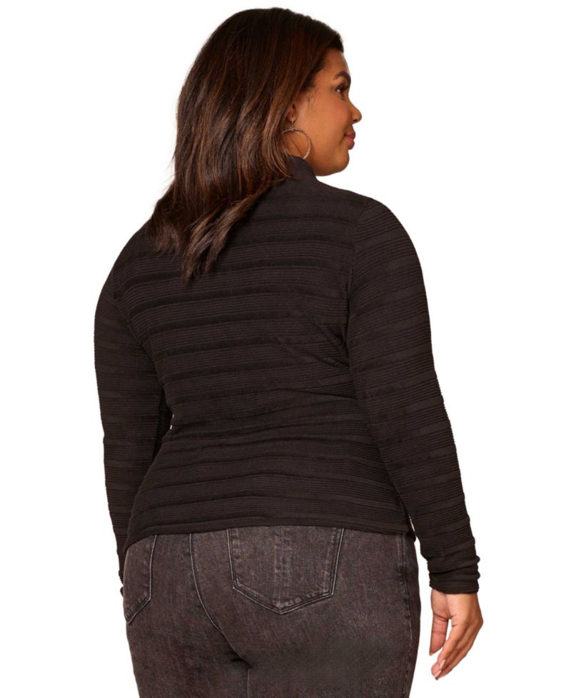 Plus Size Long-Sleeve Asymmetrical Side Ruching Top
