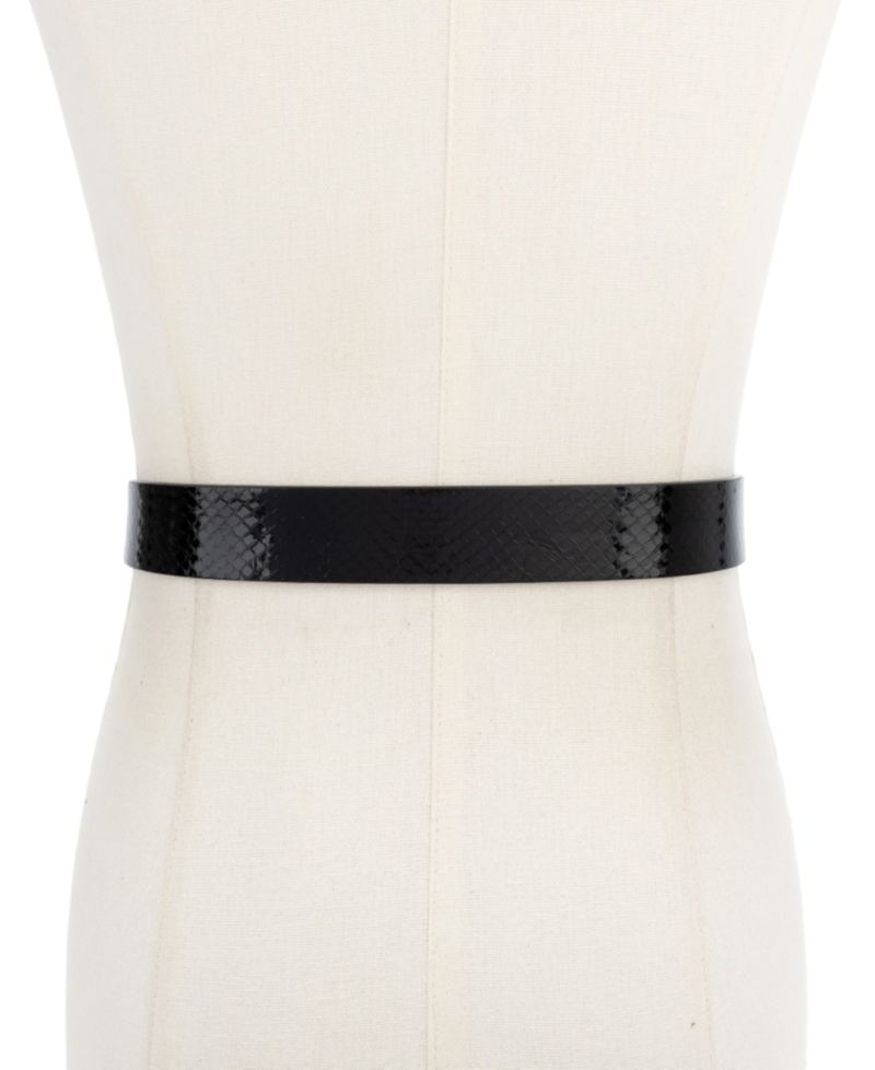 MICHAEL Antique Gold-Tone Buckle Leather Reversible Belt