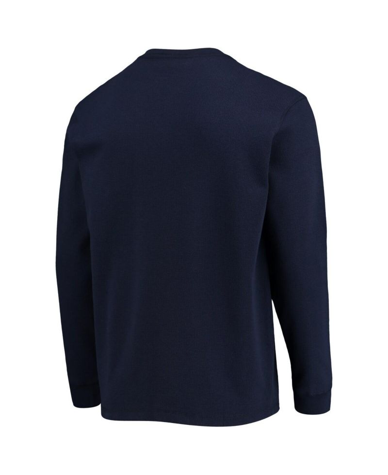 Men's Navy Chicago Bears Logo Maverick Thermal Henley Long Sleeve T-shirt