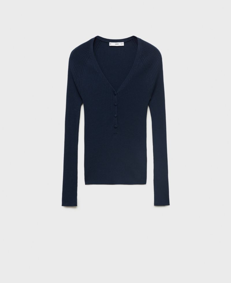 Women's V-Neck Ribbed Knit Sweater