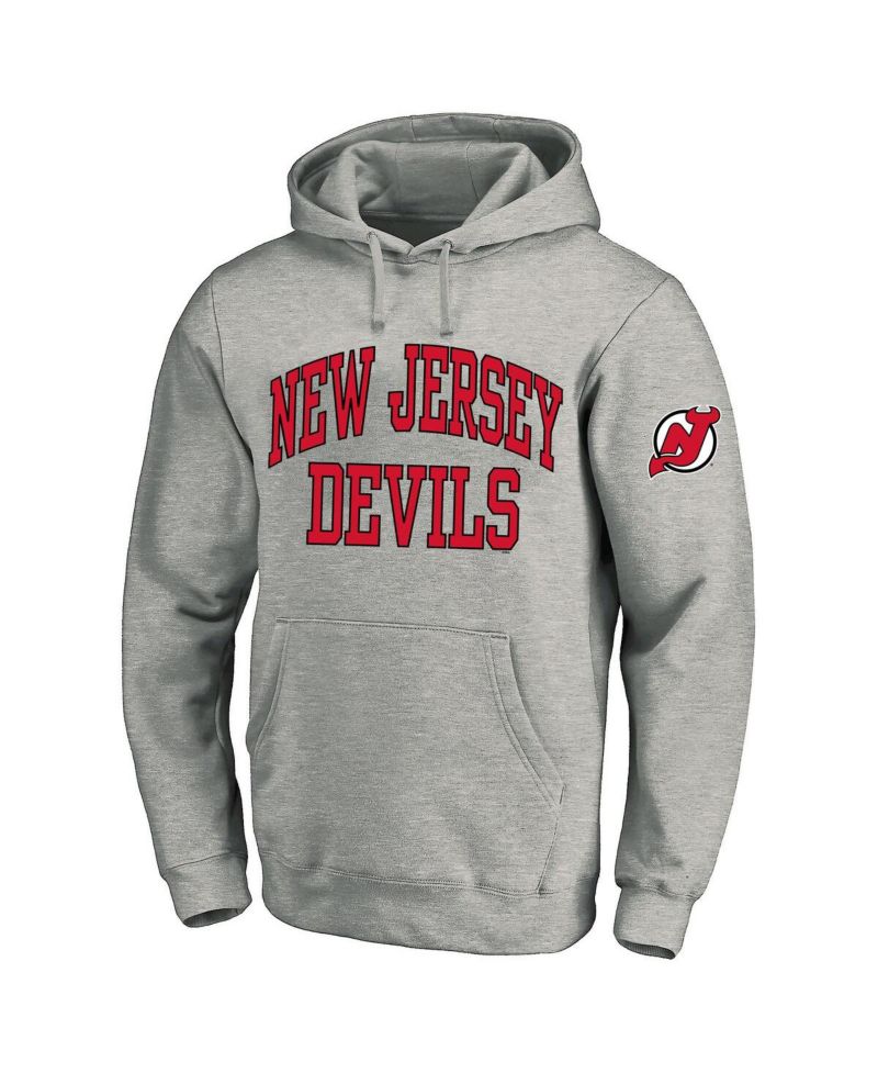 Men's Heather Gray New Jersey Devils Big & Tall Fleece Pullover Hoodie