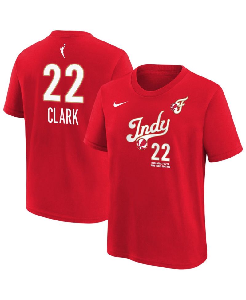 Big Boys and Girls Caitlin Clark Red Indiana Fever Rebel Edition Name & Number T-Shirt