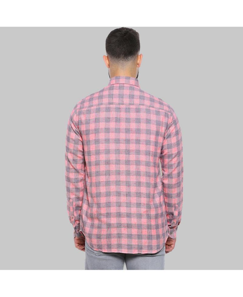 Men's Blush Pink & Moon Grey Tartan Plaid Shirt