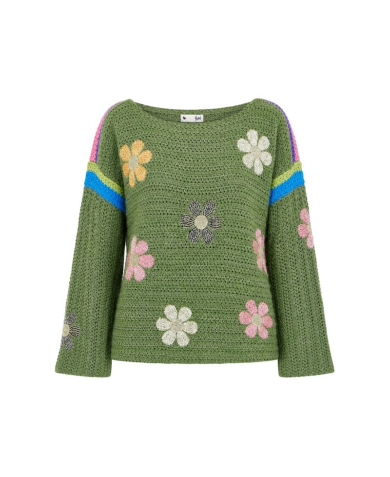 Women's Crochet Flower Jumper