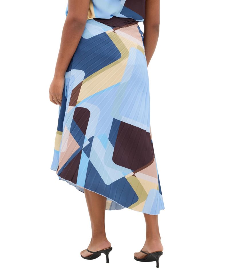 Plus Size Amaya Abstract Print Pleat Skirt