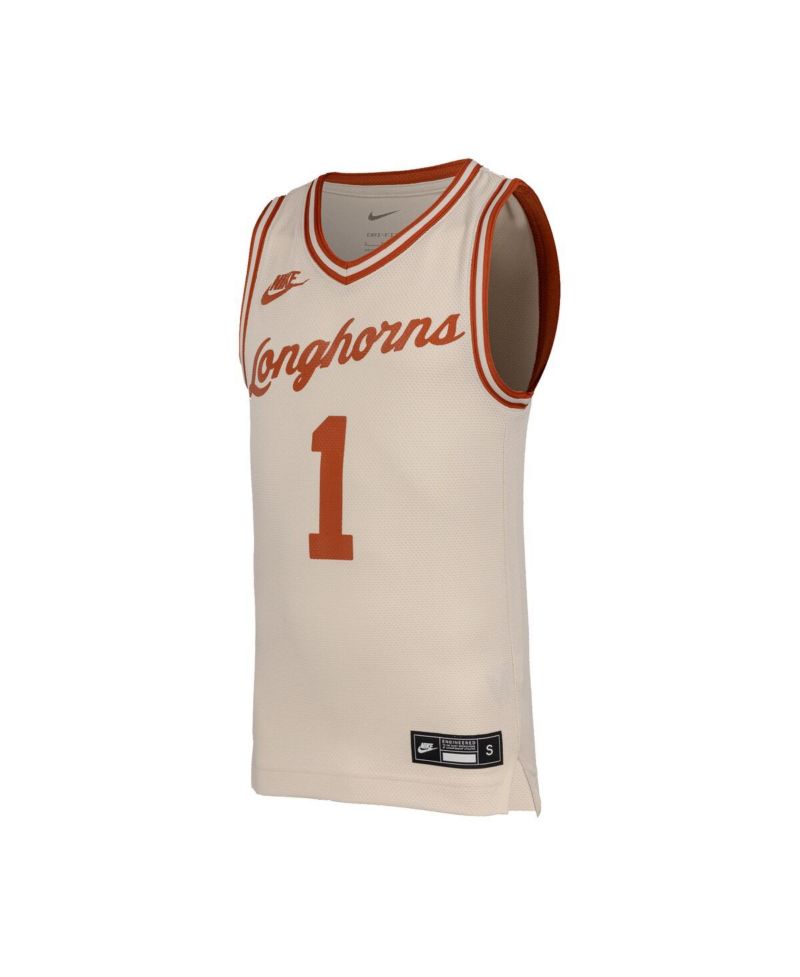 Big Boys and Girls 1 Natural Texas Longhorns Retro Replica Basketball Jersey