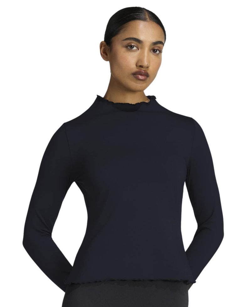 Women's Long-Sleeve Funnel Neck Slim-Fit Shirt