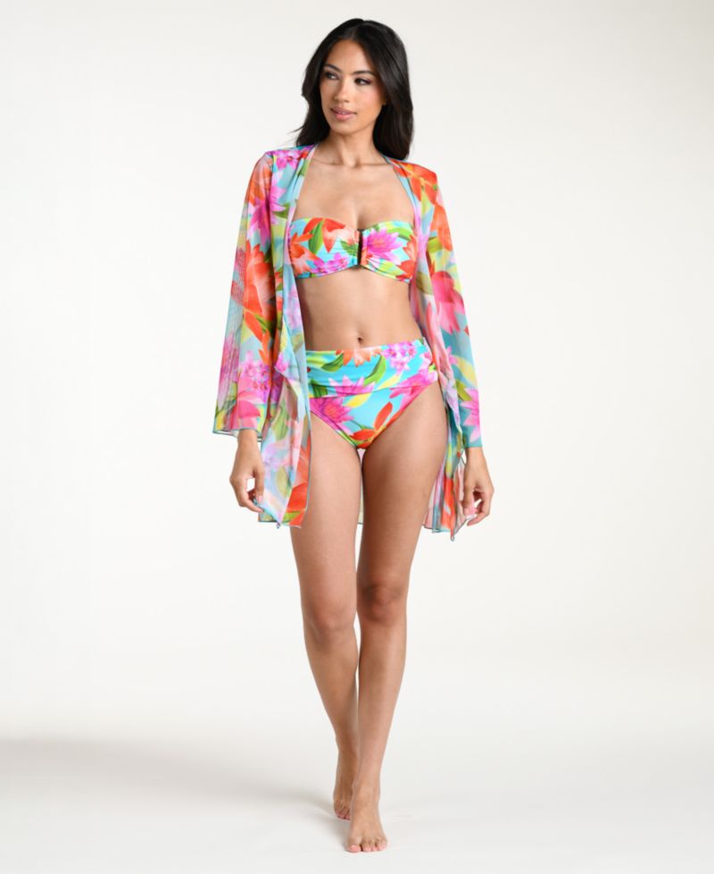 Women's Sunset Botanica Tie-Front Swim Cover-Up Kimono Dress