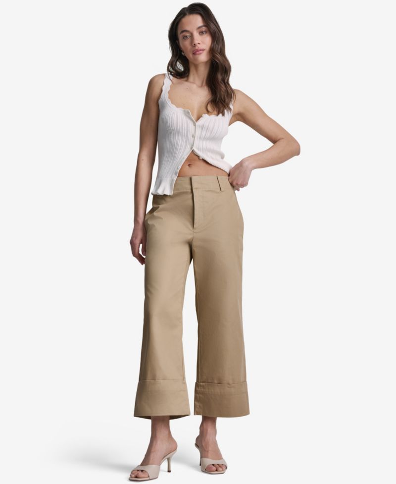 Women's Cuffed Wide-Leg Cropped Pants