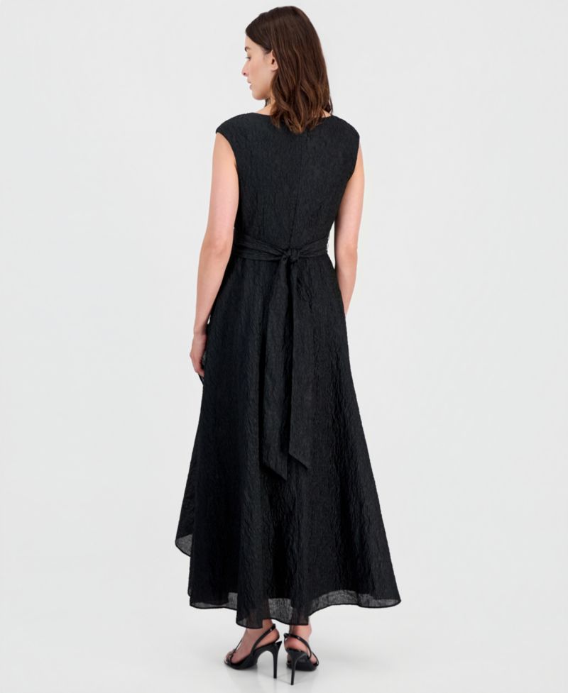Women's Boat-Neck Embellished Crinkle Taffeta Dress