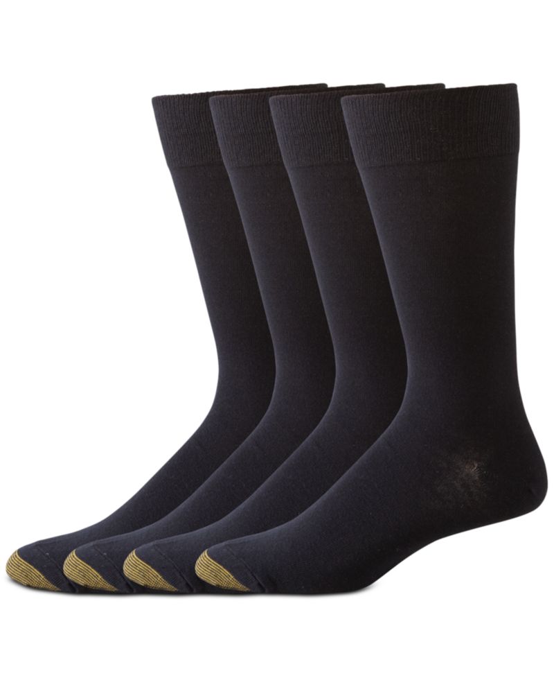 Men's 4-Pack Dress Flat Knit Crew Socks