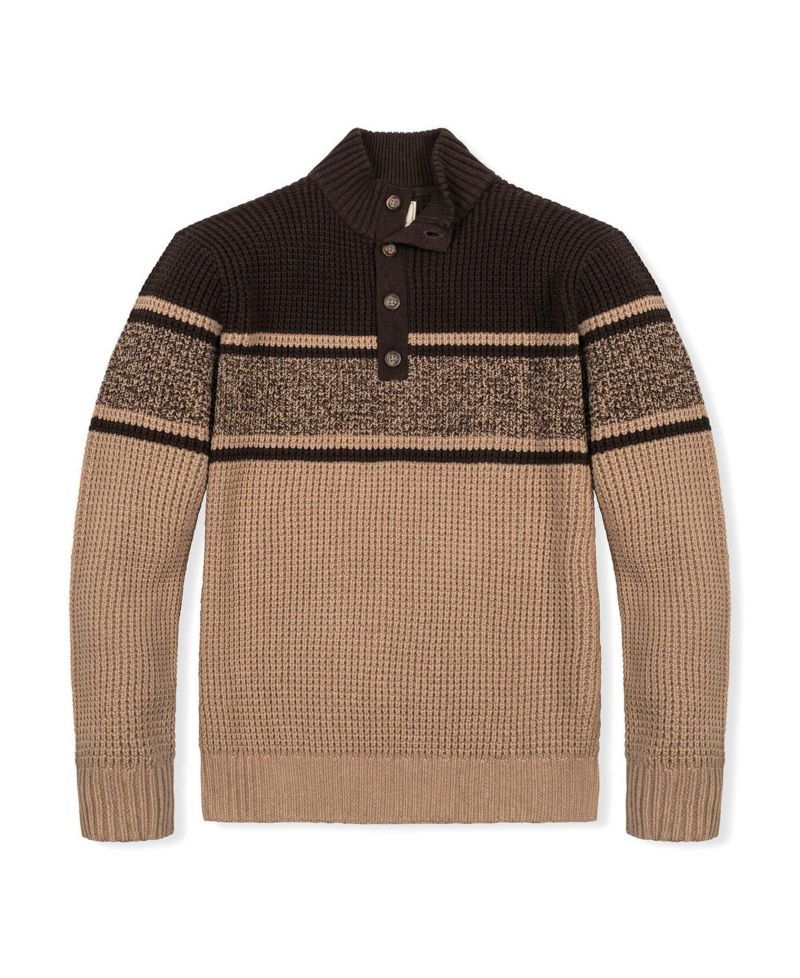 Men's Organic Mock Neck Waffle Sweater