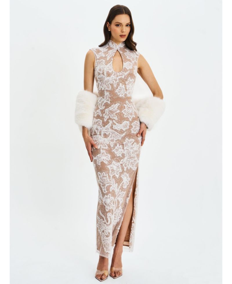 Women's Tavia Beaded Teardrop Neckline Maxi Dress