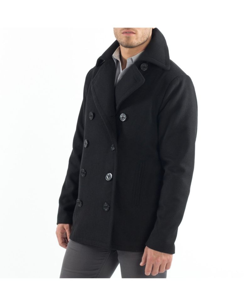 Mason Mens Wool Blend Pea Coat Jacket Double Breasted Dress Coat