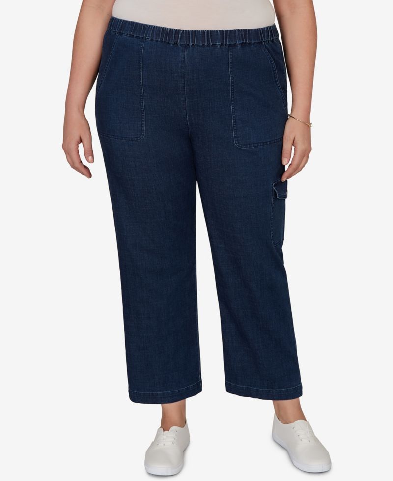 Plus Size Pull-On Cargo Pocket Jeans