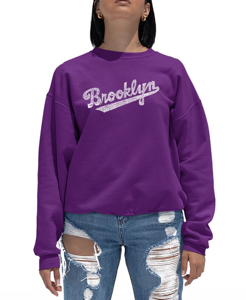 Women's Crewneck Word Art Brooklyn Neighborhoods Sweatshirt Top