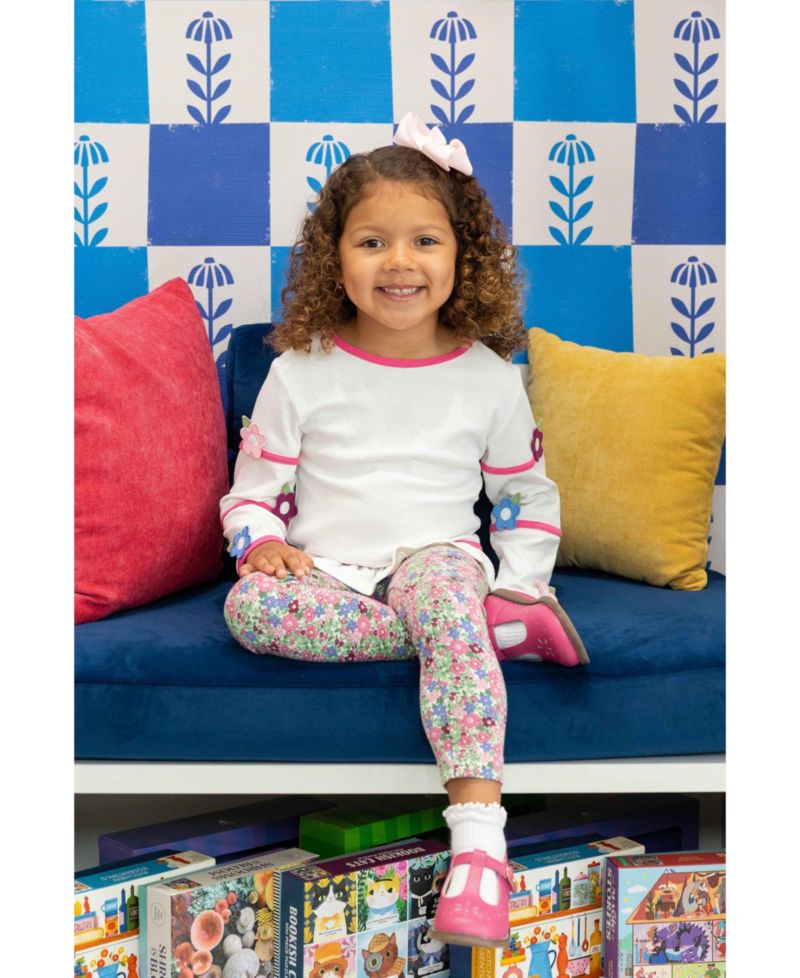 Big Girls (7-8) Knit Tunic Set with Flowers