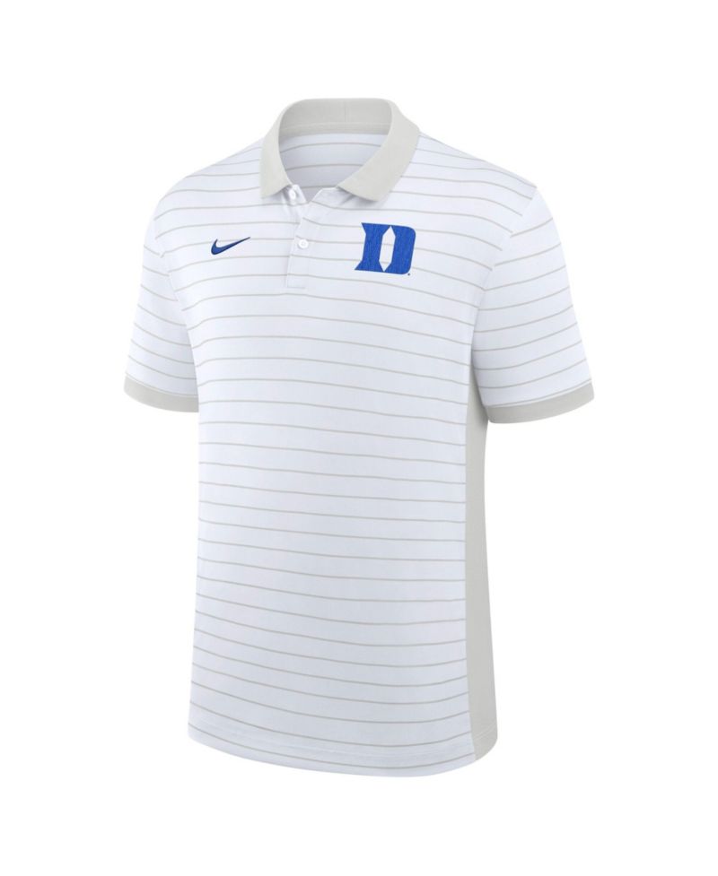 Men's White Duke Blue Devils 2026 Early Season Coaches Sideline Victory Stripe Dri-FIT Polo