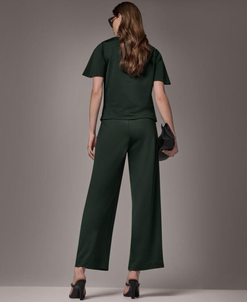 Women's Ruched Side Short-Sleeve Top & Wide-Leg Pull-On Pants