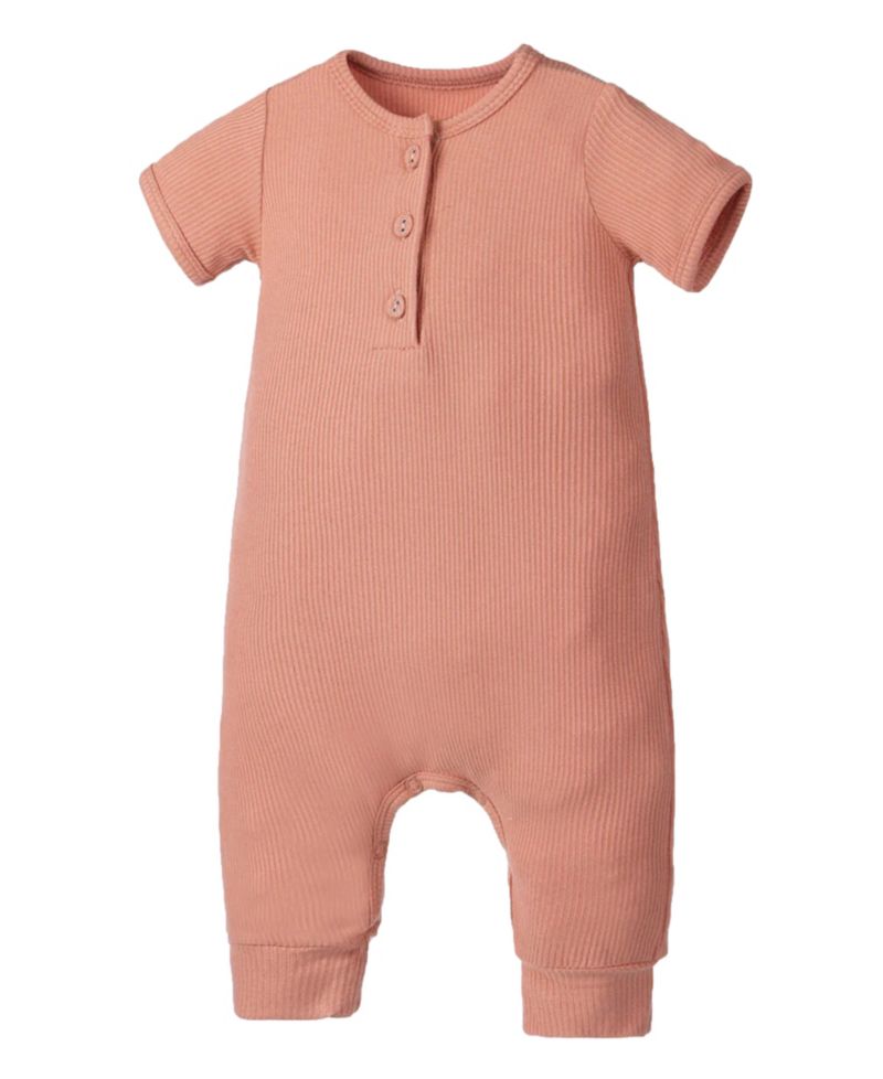 Baby Boys Rayon from Bamboo Ribbed Henley Romper