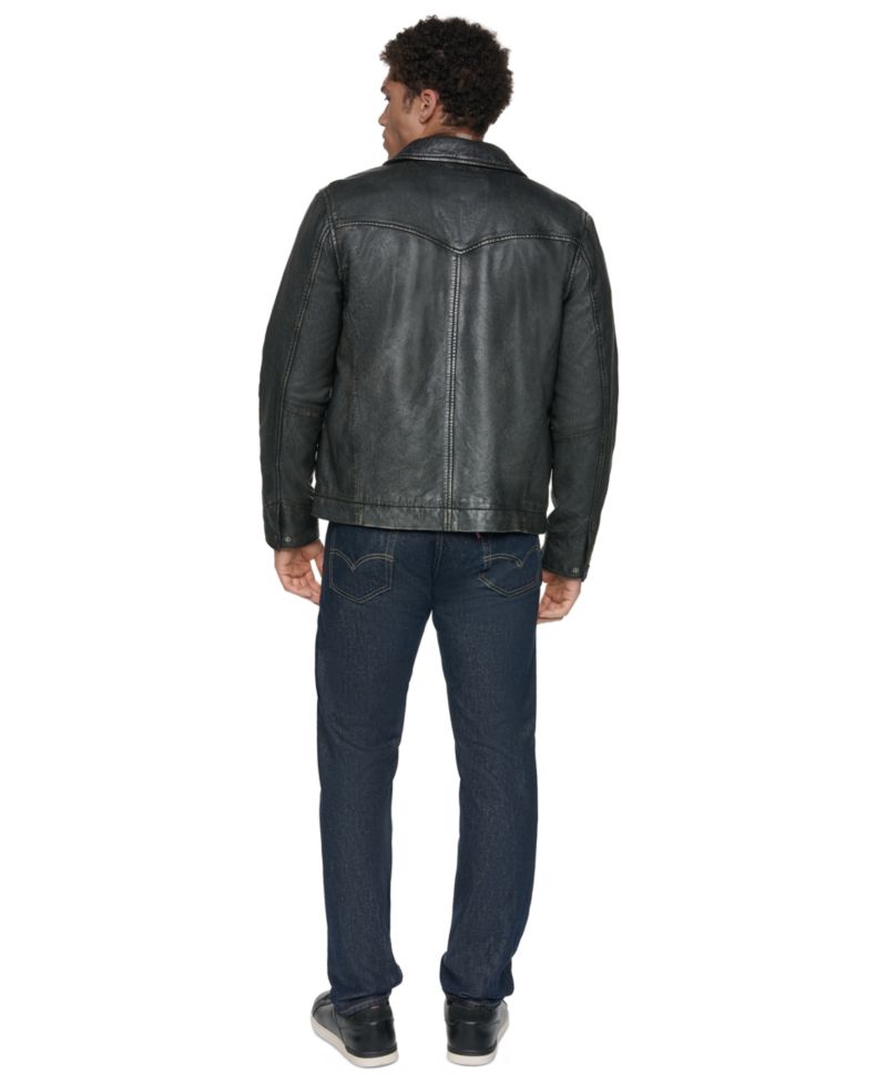 Men's Genuine Leather Trucker Jacket