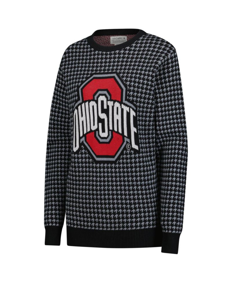 Men's and Women's Black Ohio State Buckeyes Renew Knit Vintage Houndstooth Sweater