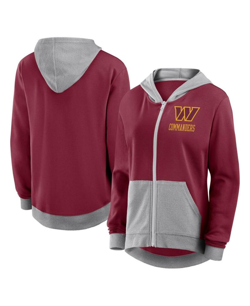 Women's Burgundy Washington Commanders Hit It French Terry Full-Zip Hoodie