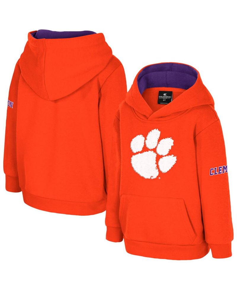 Toddler Orange Clemson Tigers Big Logo Volume Fleece Pullover Hoodie