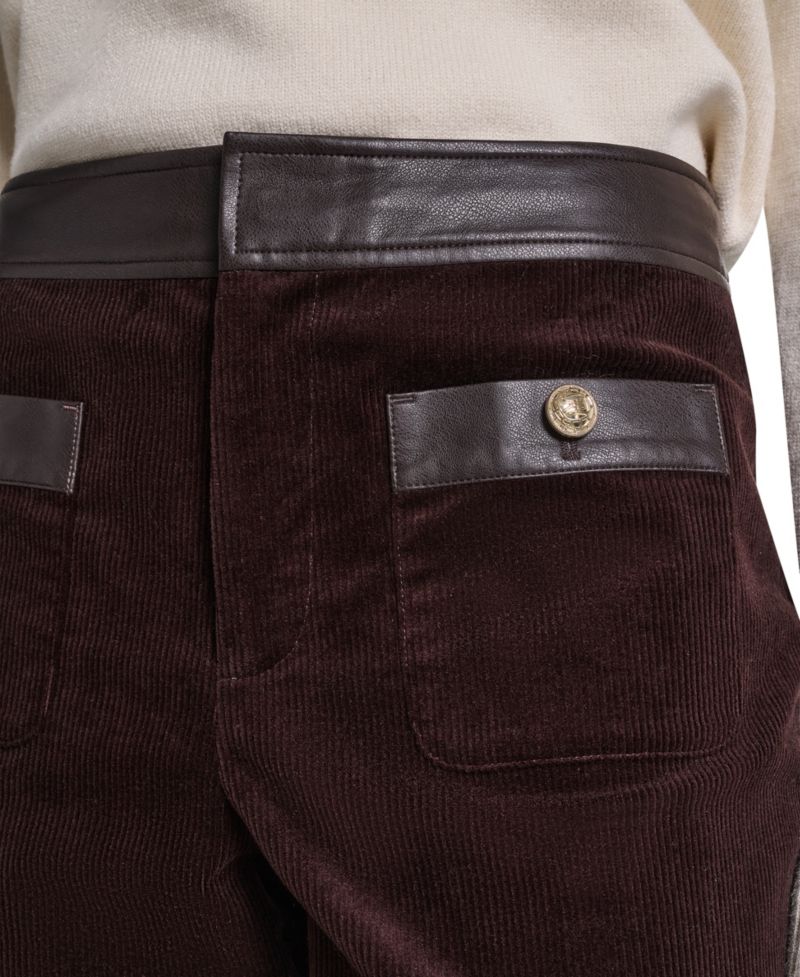 Petite High-Waist Straight Corduroy Pants