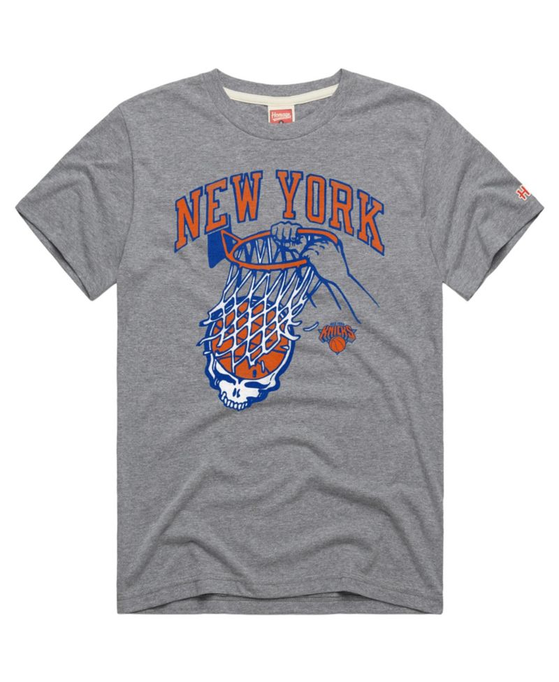 Men's and Women's Gray New York Knicks x The Grateful Dead Tri-Blend T-Shirt