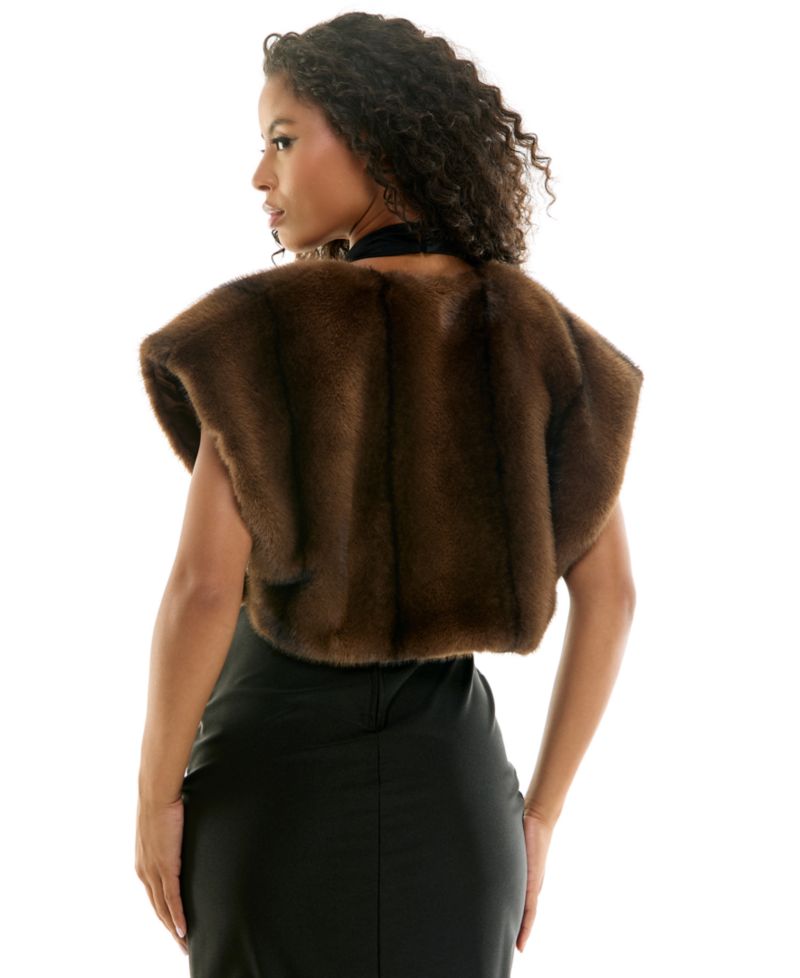 Juniors' Cropped Faux-Fur Vest
