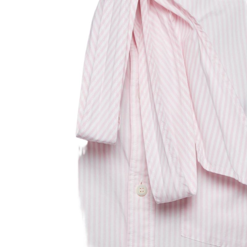 Women's Stripe Cotton Neck Tie Detail Oversized Shirt