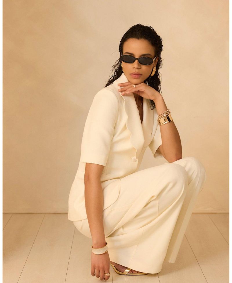 Women's Scallop Short Sleeve Blazer