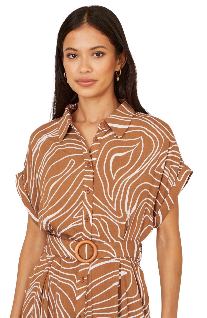 Women's Abstract Swirl Print Relaxed Midi Dress