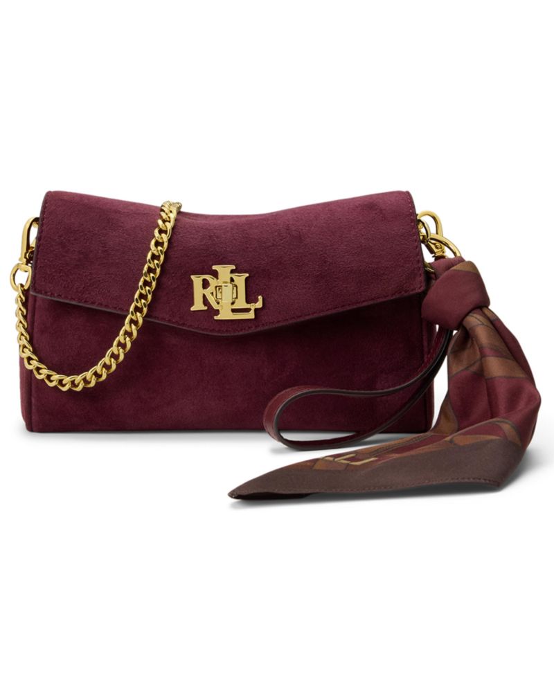 Scarf Trim Suede Small Crossbody Bag