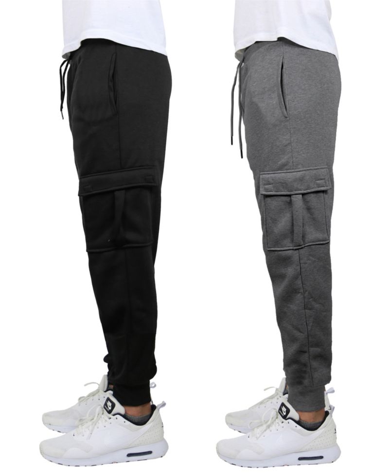 Men's Heavyweight Fleece-Lined Cargo Jogger Sweatpants, Pack of 2