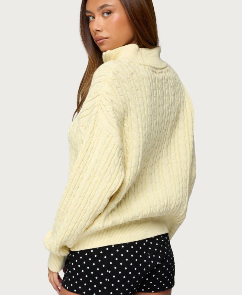 Women's Sarie Cable Knit Quarter Zip Sweater